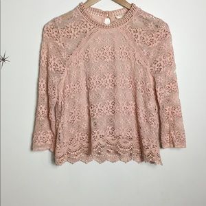 Sophie Rue / Anthropologie Pink Lace Top
